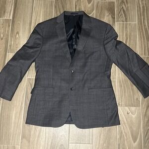 Jos A Bank 1905 Blazer Mens 42 Regular 36 Waist Check Tailored Fit Gray Wool 98%